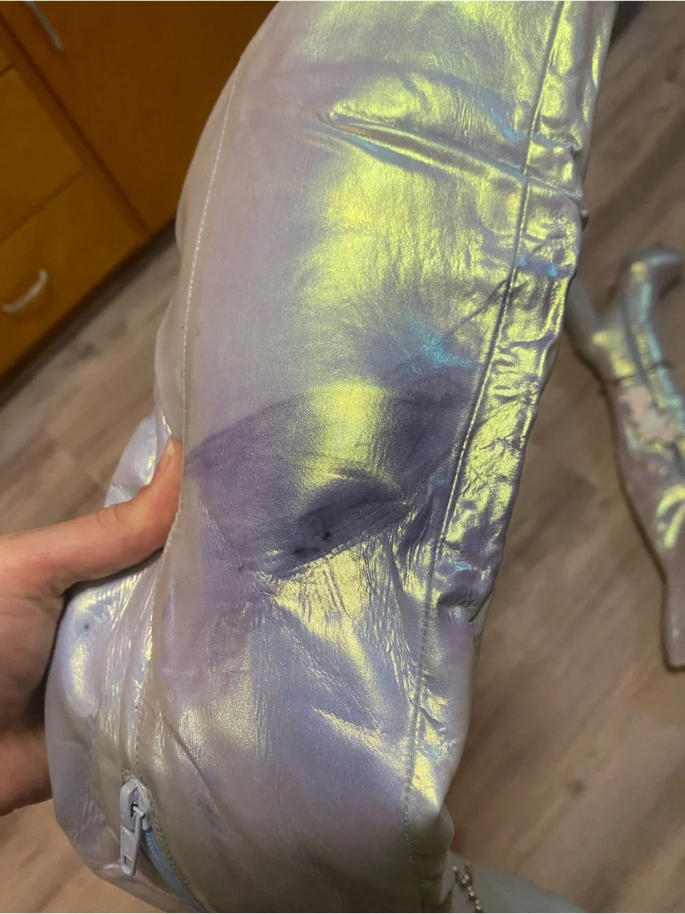 Sparkl Fairy Couture Iridescent Knee-High Platform Boots with Heart Chain- NWT